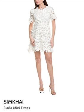 SIMKHAI Darla White Lace Mini Dress - Elegant Floral/Butterflies  Appliqué